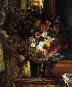 Eugene Delacroix A Vase of Flowers on a Console painting